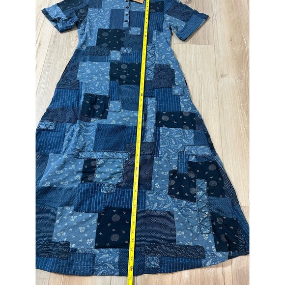 RRL Double RL Ralph Lauren Size 2 Patchwork Indigo Jersey Midi Dress NWT - Picture 4 of 10